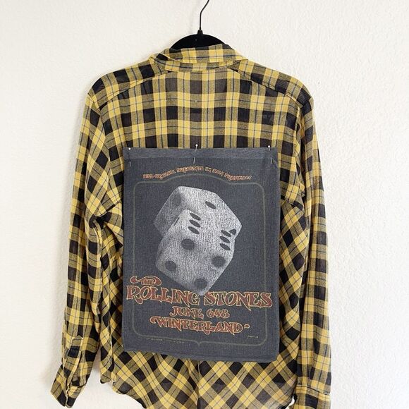 Up cycled flannel long sleeve shirts with your favorite bands! One of a kind! - Picture 1 of 11